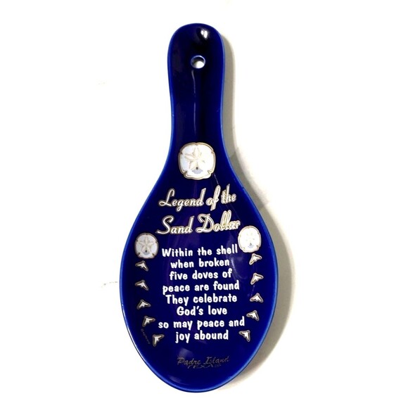 Legend of the Sand Dollar Spoon Rest Ceramic Colbalt Blue - Picture 1 of 1